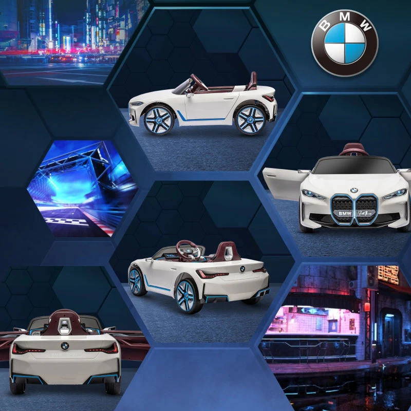 BMW i4 Kids Electric Ride-On Car 12V, White, Red and Light Blue - Image 8