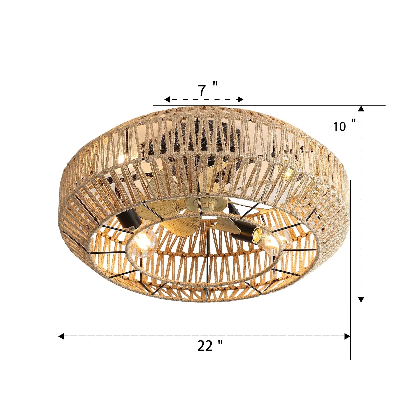 Boho Cage Ceiling Fan, 22-inch, 6 Speed, Reversible DC Motor, Rattan Weave - Image 7