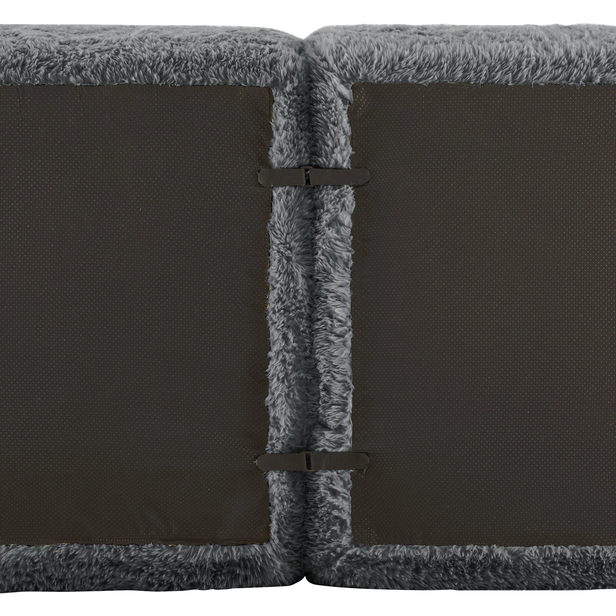 Boneless Cloud Modular Sleeper Sofa 3 Ottomans - Grey Plush Fabric - Image 8