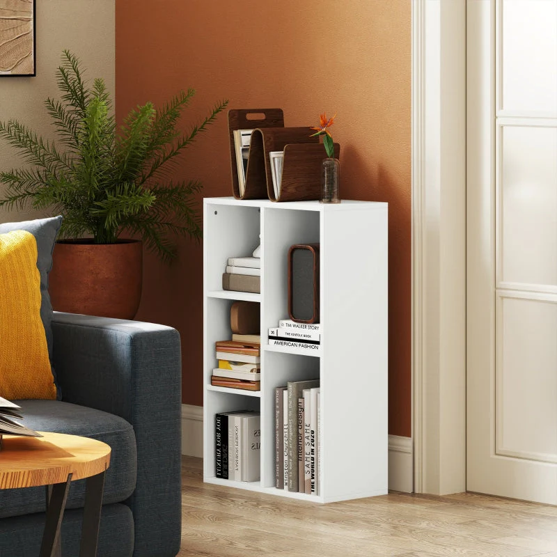 Bookcase, Standing Shelf with Tiers, White - Image 2