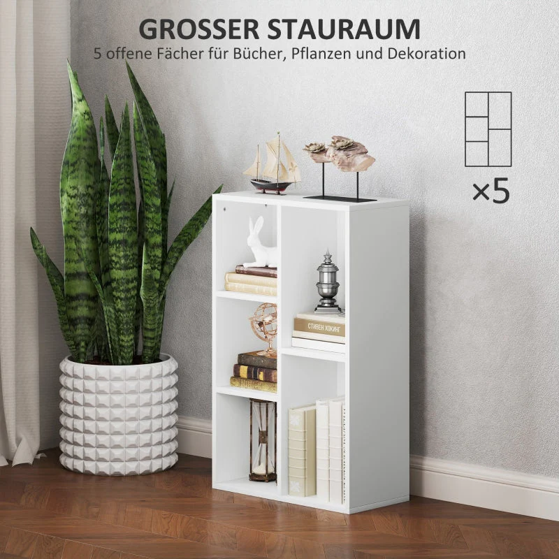 Bookcase, Standing Shelf with Tiers, White - Image 4