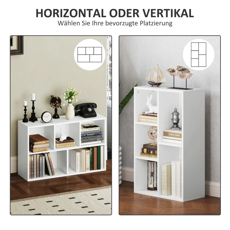 Bookcase, Standing Shelf with Tiers, White - Image 5