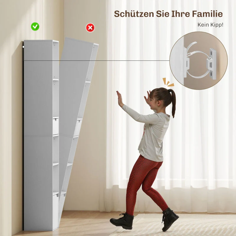 Bookshelf 6-Tier Adjustable Drawer Cabinet White - Image 6