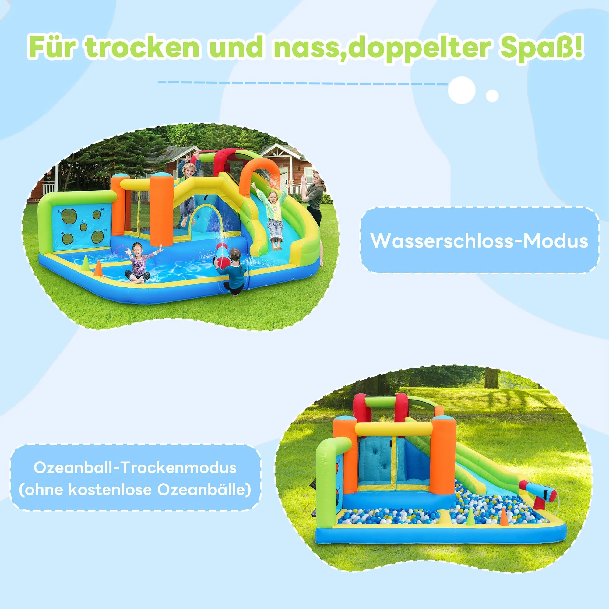 Bouncy Castle with Blower, Multifunctional Water and Trampoline Park - Image 9