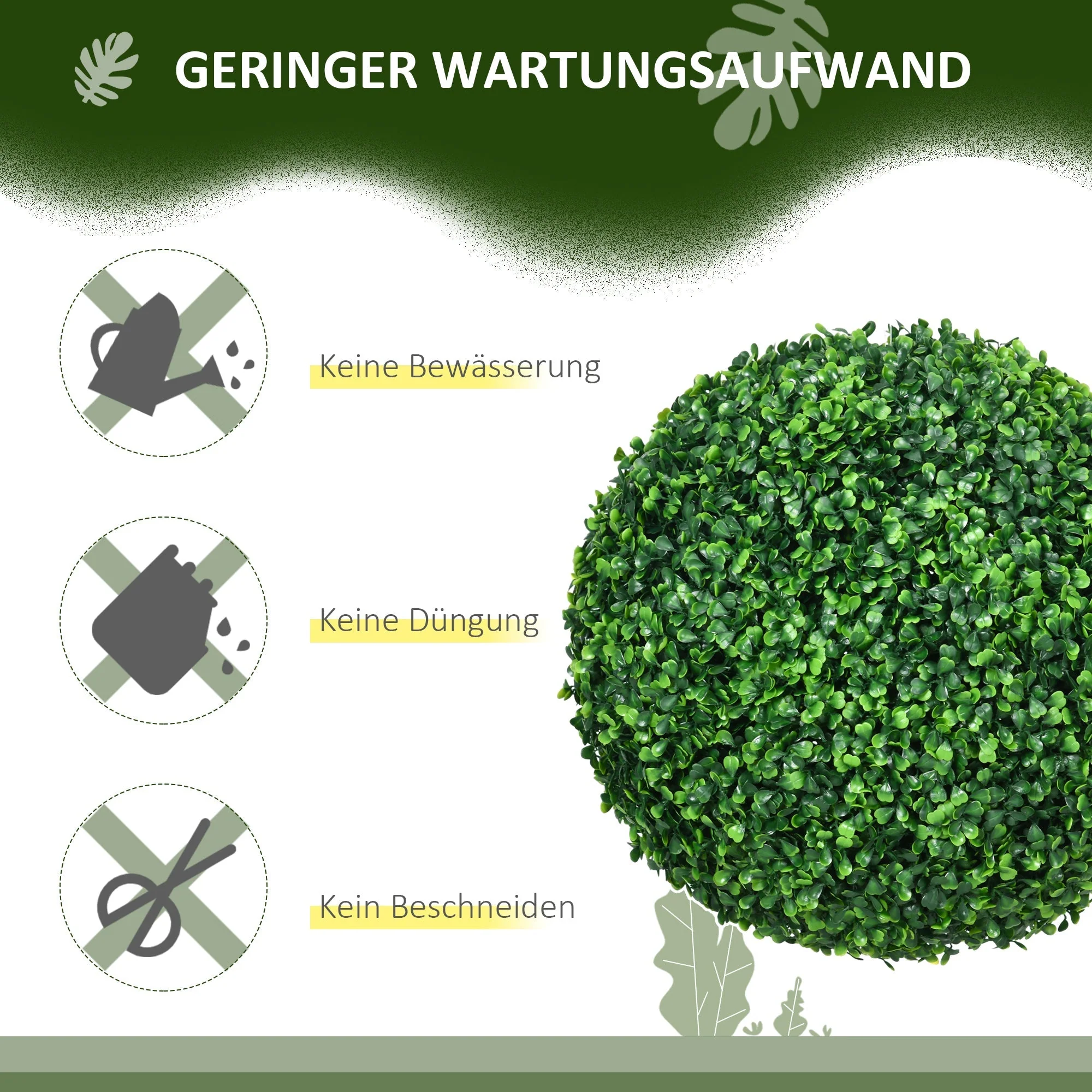 Boxwood Ball Set 2 Artificial Plants UV Protection Indoor/Outdoor, Green - Image 6