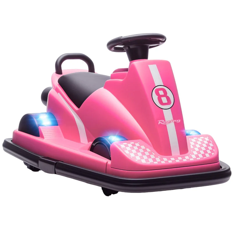Bumper Car for Children with 360-Degree Rotation and LED Lights, Pink - Image 2
