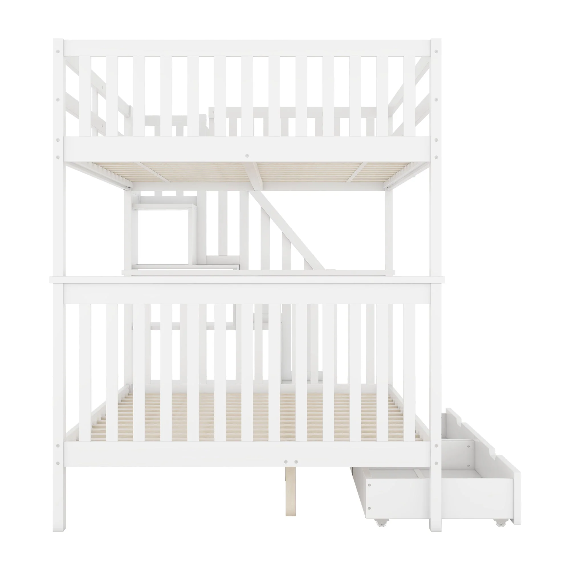 Bunk Bed 140x200cm Stair Storage 2 Drawers White - Image 10
