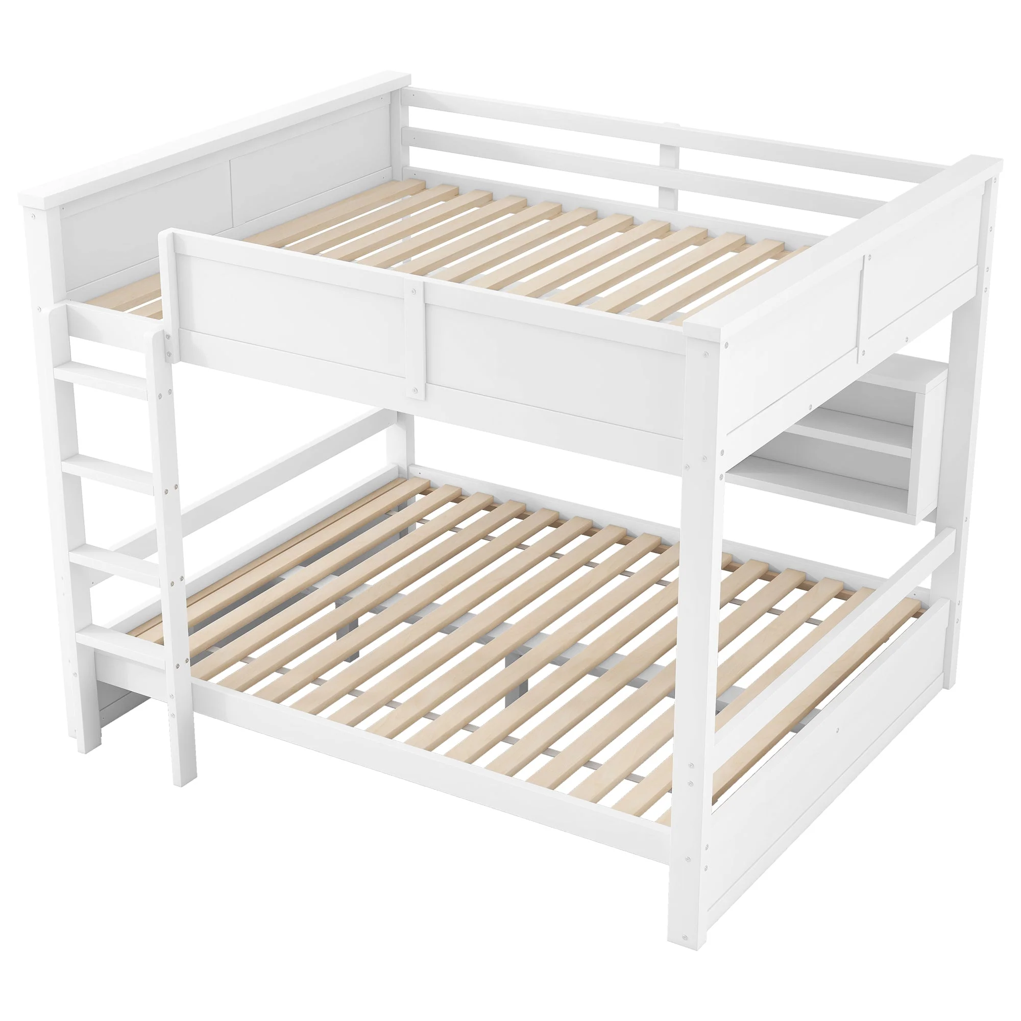 Bunk Bed 160x200 with Storage Cabinets and LED Light, White - Image 7