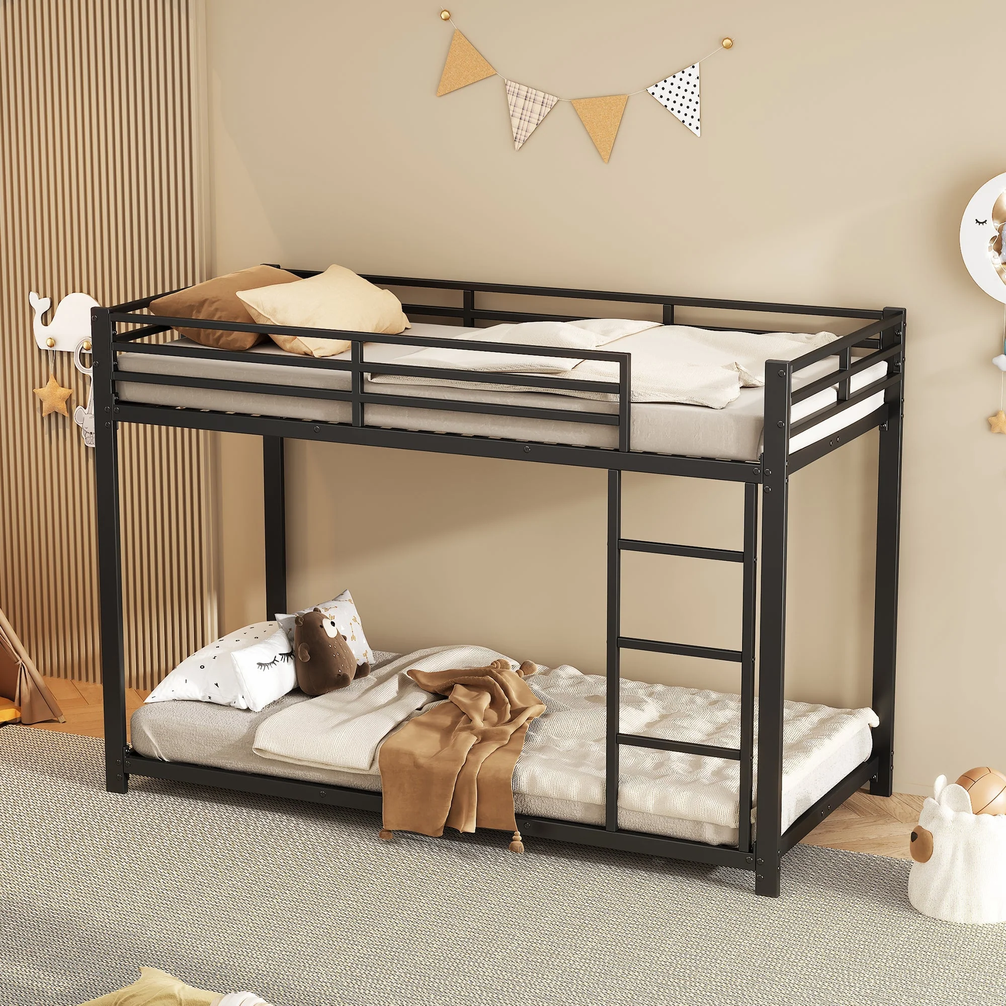 Bunk Bed 90x200 Classic Iron Frame - Black - Image 4