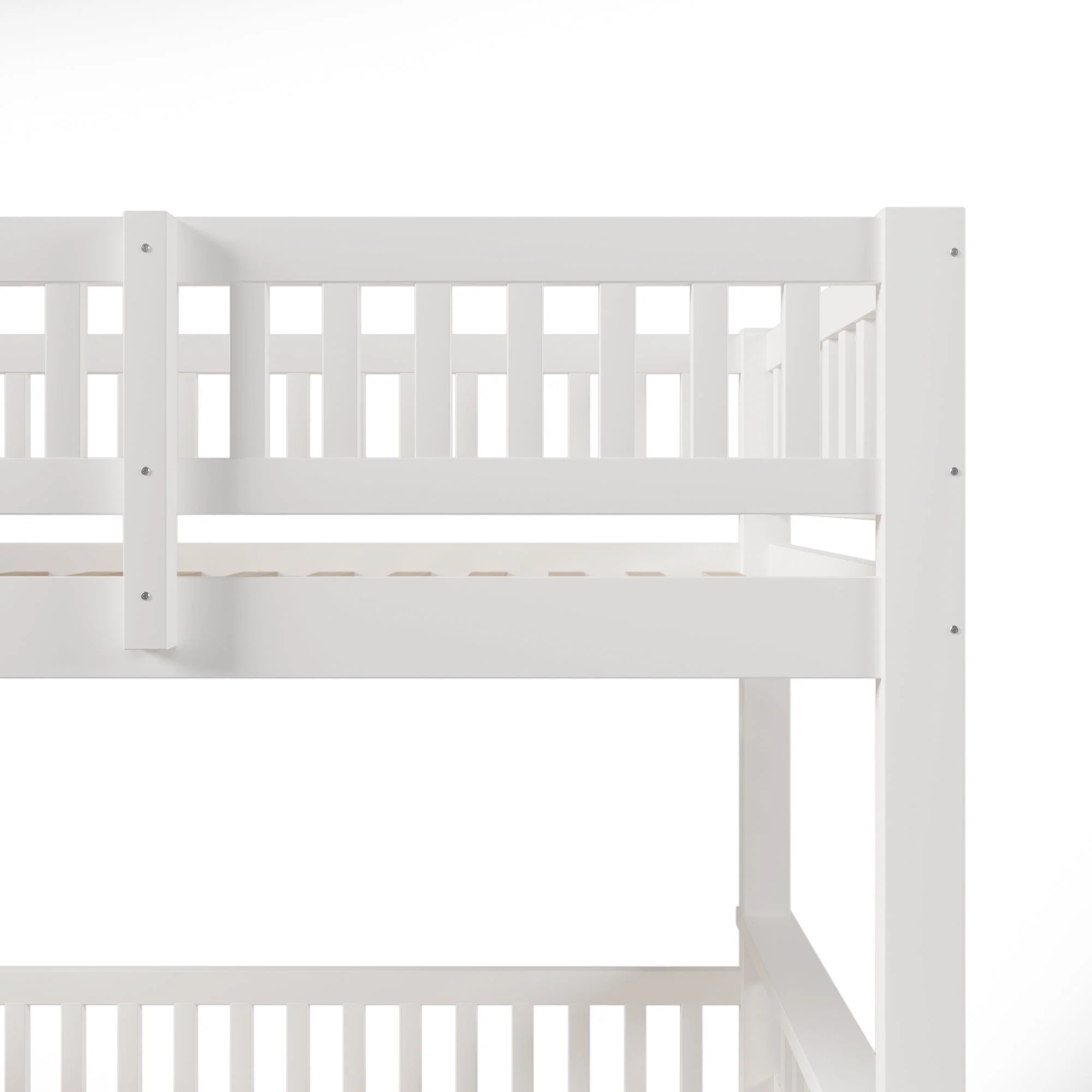 Bunk Bed 90x200cm/140x200cm Mixed Size with Ladder & Rail White - Image 9