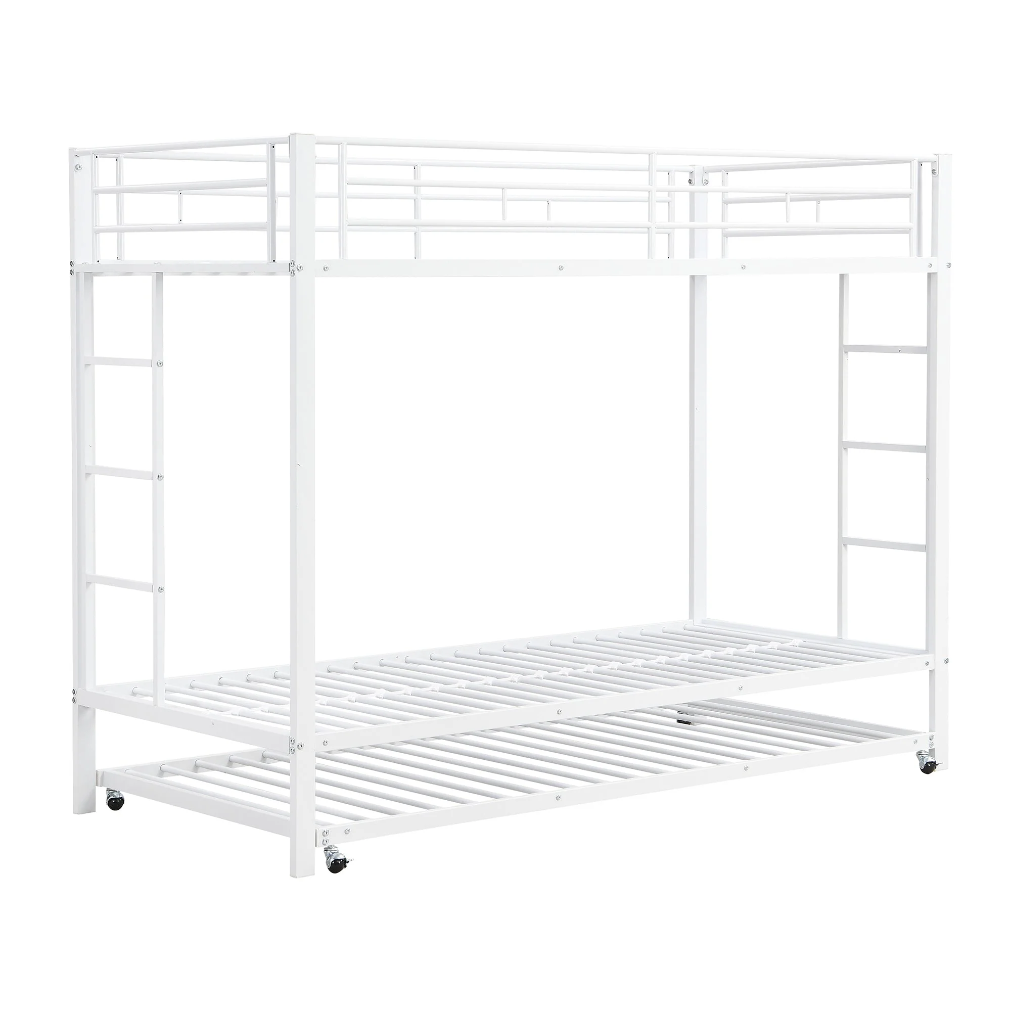 Bunk Bed 90x200cm Pull-out Bed High Railings - White - Image 8