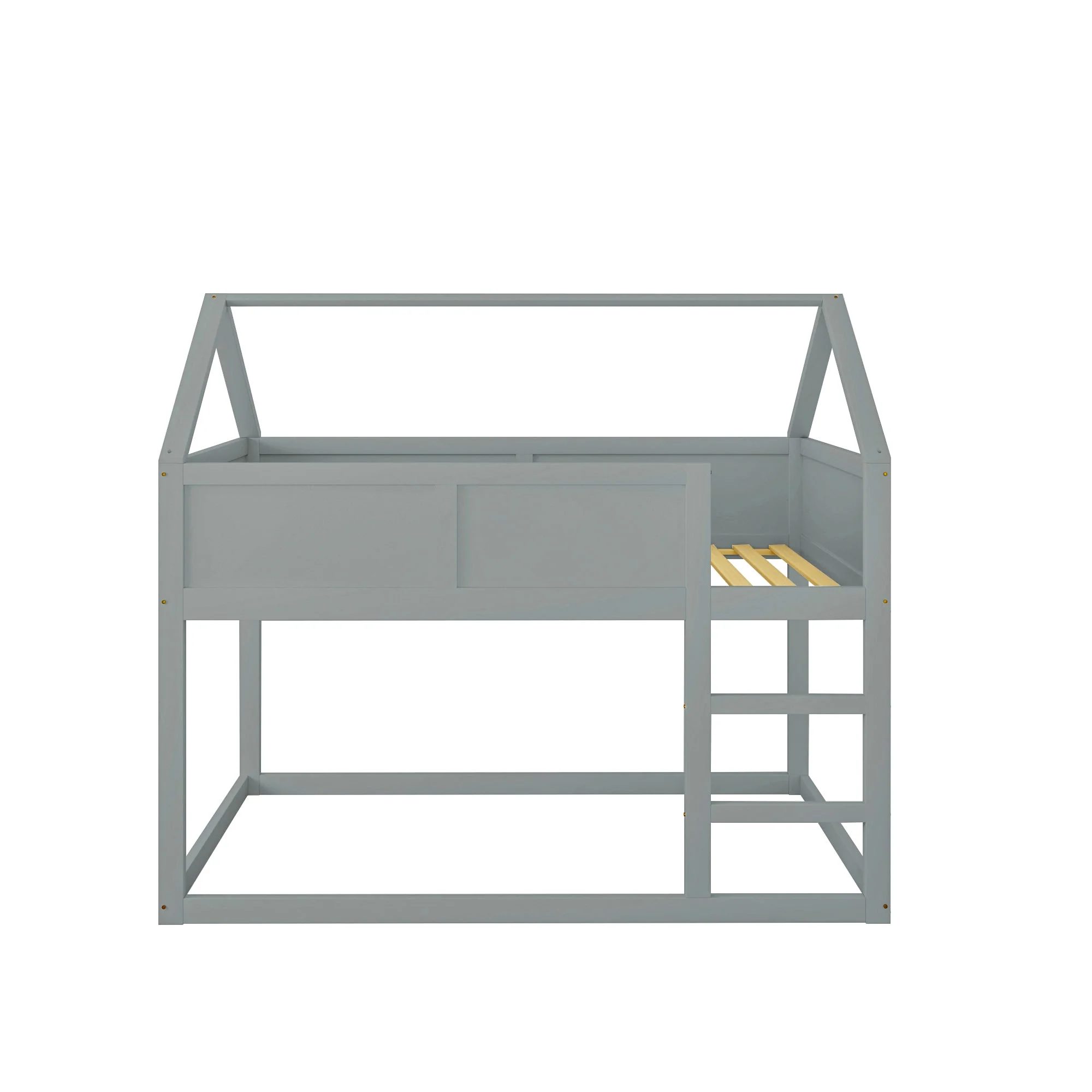 Bunk Bed, Low Single with Stairs, Solid Wood, Grey - Image 5