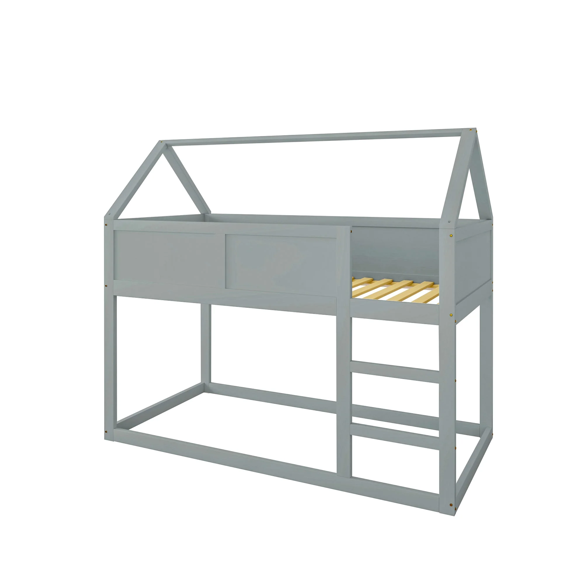 Bunk Bed, Low Single with Stairs, Solid Wood, Grey - Image 9