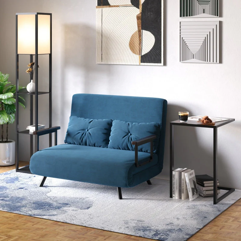 C-Shaped Side Table Bedside Accent Couch Table Metal Frame, Brown and Black - Image 8