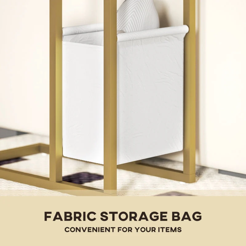 C Shaped Side Table Charging Station, Faux Marble Top - White - Image 5