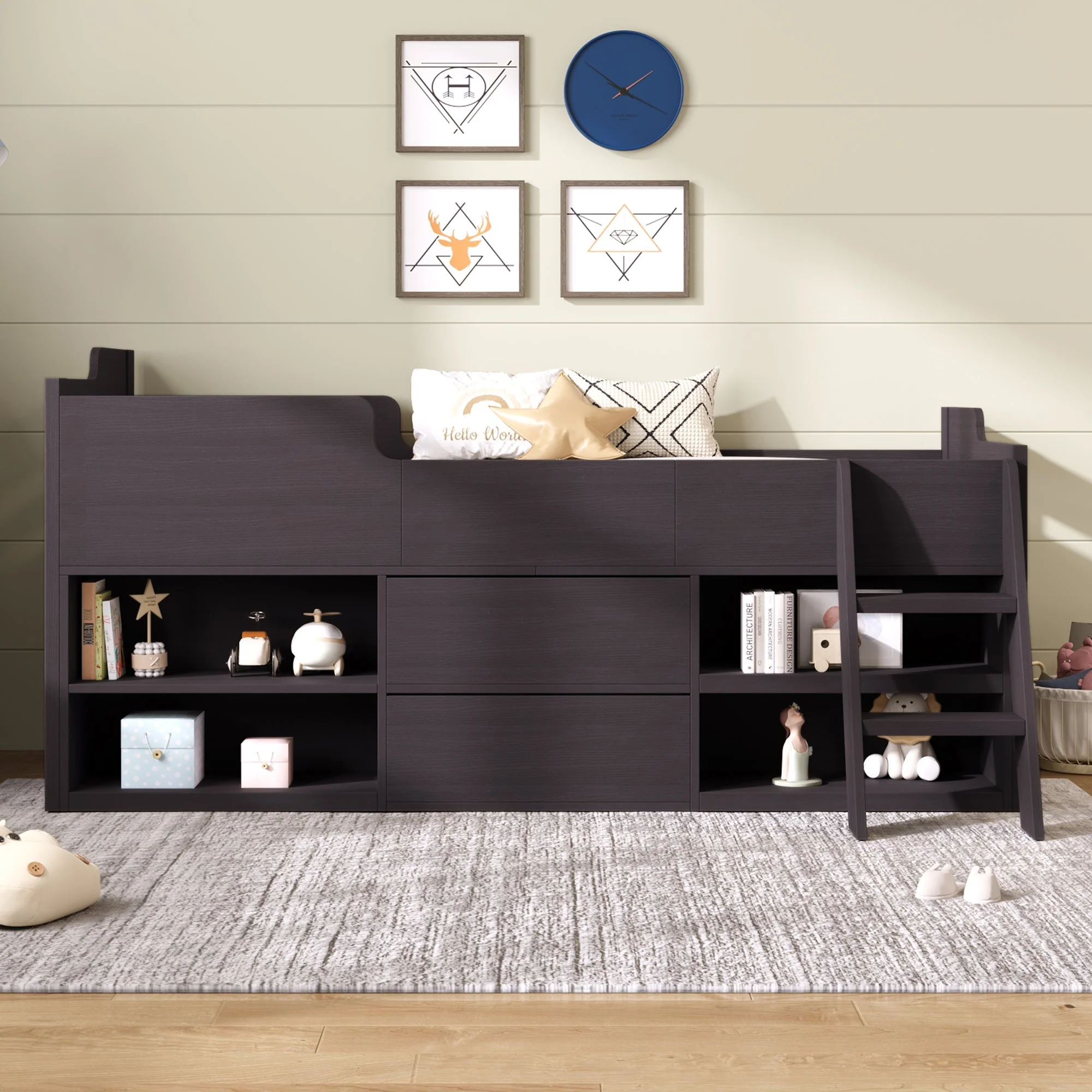3ft Single Mid Sleeper Cabin Bed with Drawers & Shelf Storage – Wooden Frame - Image 3