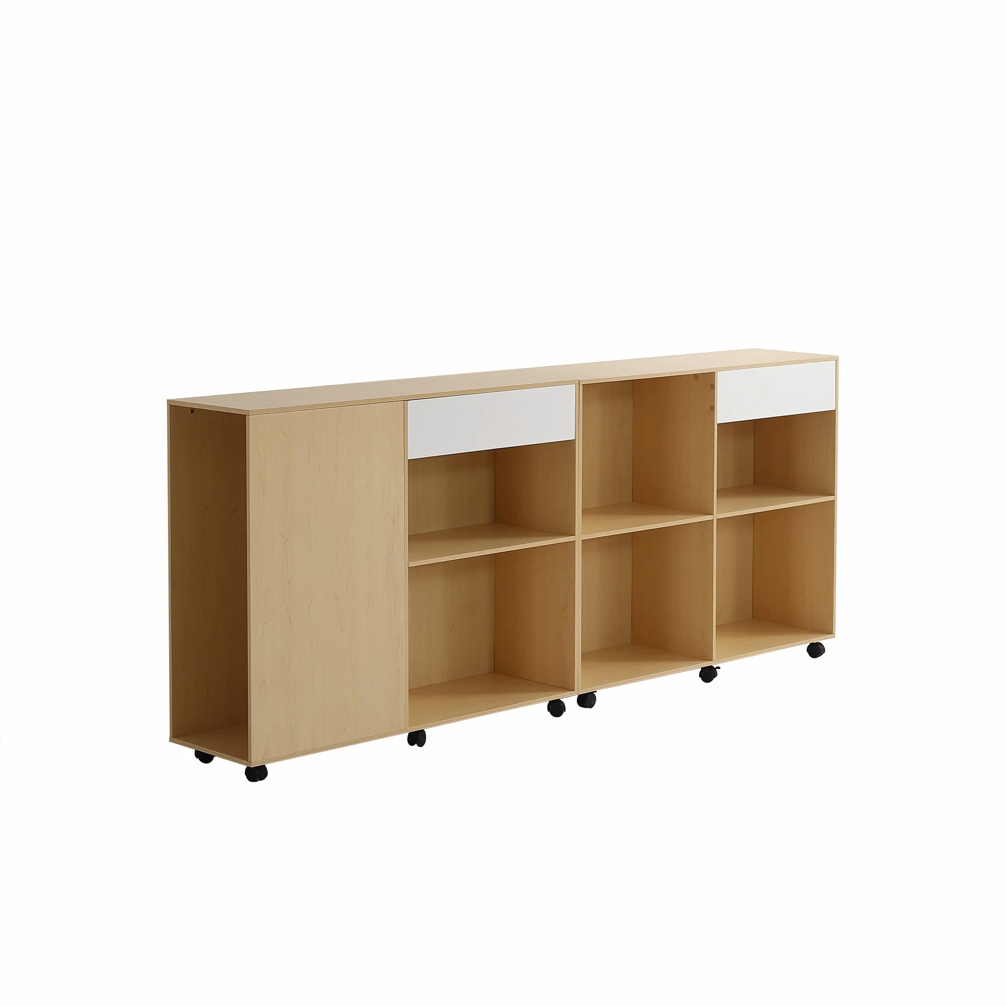 Cabinets, Storage with Shelves & Open Compartments, 2 on Castors, White Light Oak MDF - Image 8