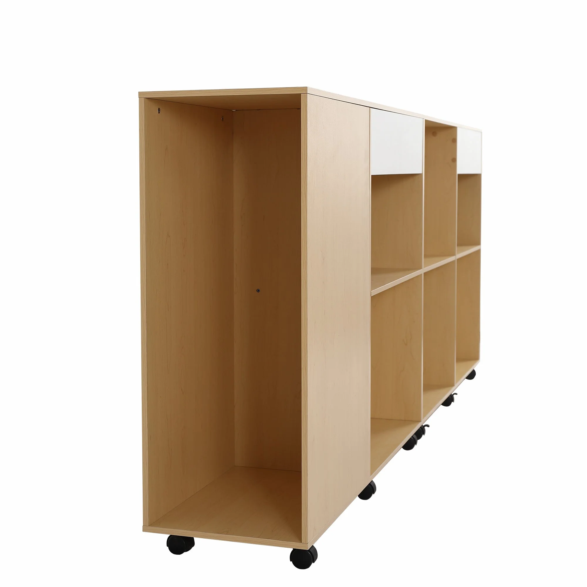 Cabinets, Storage with Shelves & Open Compartments, 2 on Castors, White Light Oak MDF - Image 9