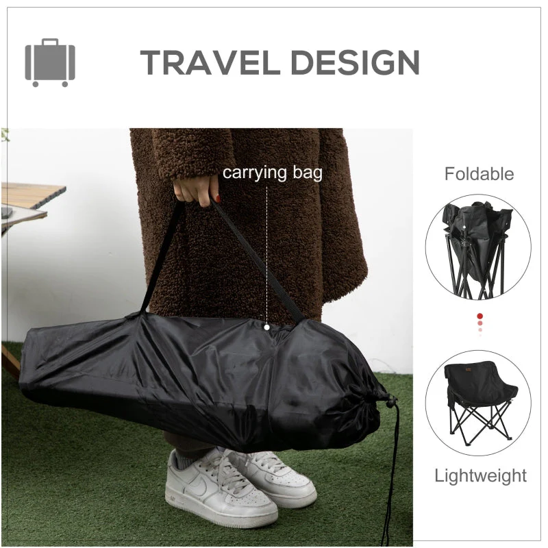 Camping Chair, Lightweight Folding with Carrying Bag and Pocket, Black - Image 4