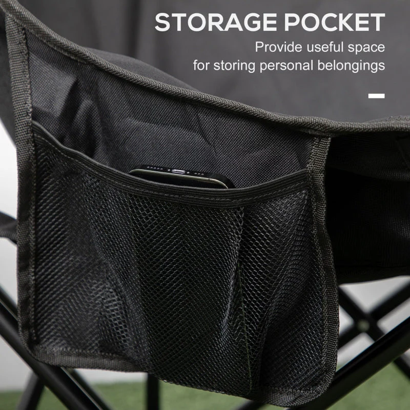 Camping Chair, Lightweight Folding with Carrying Bag and Pocket, Black - Image 5