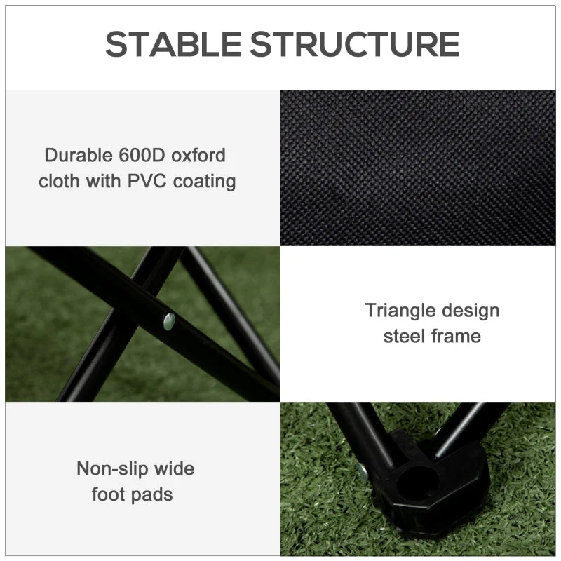 Camping Chair, Lightweight Folding with Carrying Bag and Pocket, Black - Image 6