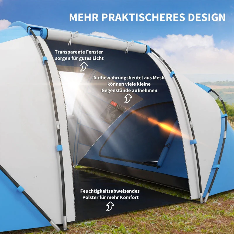 Camping Tent for 4-6 People, Lightweight, Stable, Waterproof, Blue - Image 6