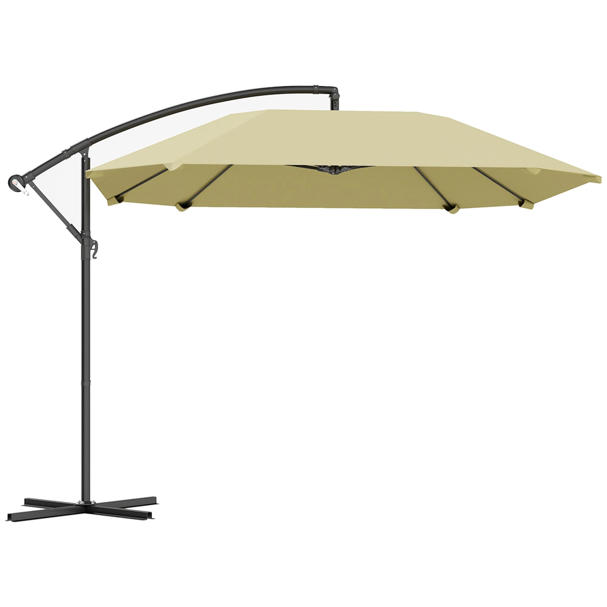 Cantilever Umbrella, Ø 260 cm, Waterproof, Tiltable, Aluminum, Beige - Image 2