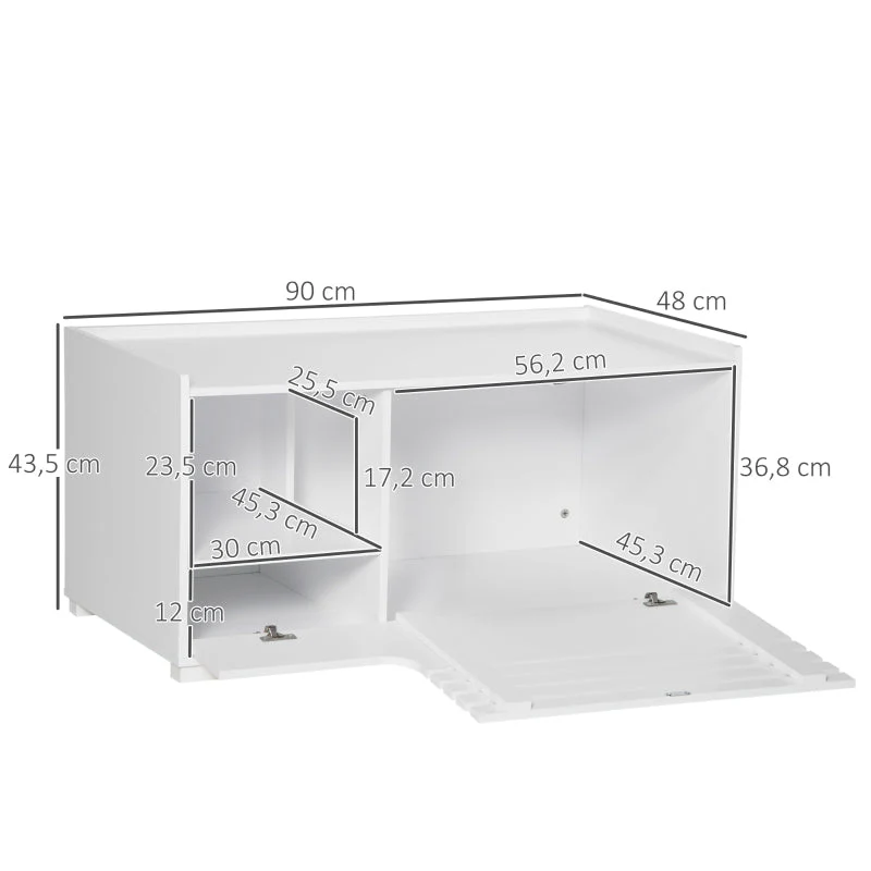 Cat Cabinet, 2-in-1 Design, Magnetic Door, White - Image 3