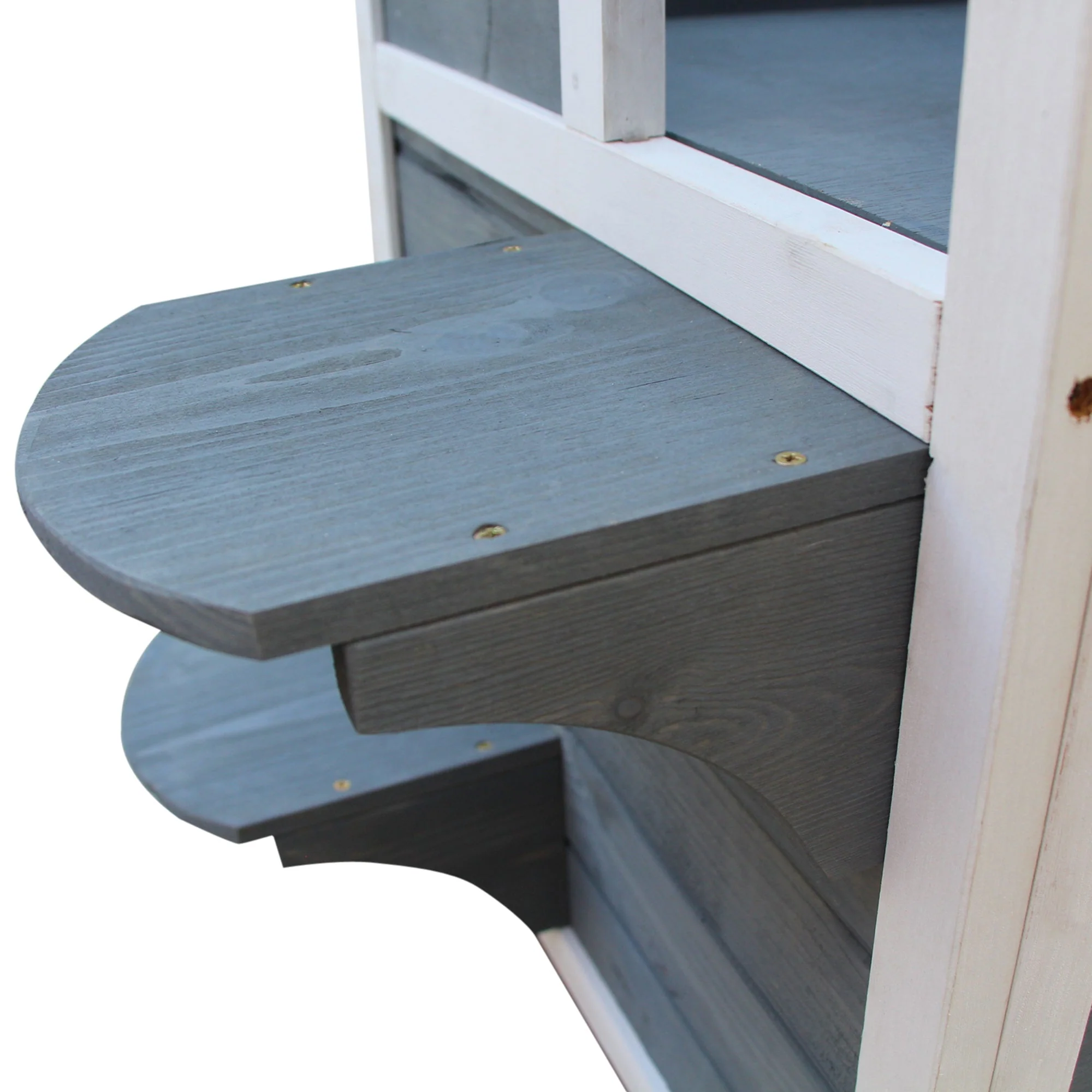 Cat House 2-Level Villa with Stairs, Grey Fir Wood - Image 8