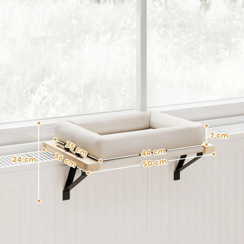 Cat House for Windowsills/Radiators, Cushion, Wooden Frame, White - Image 3