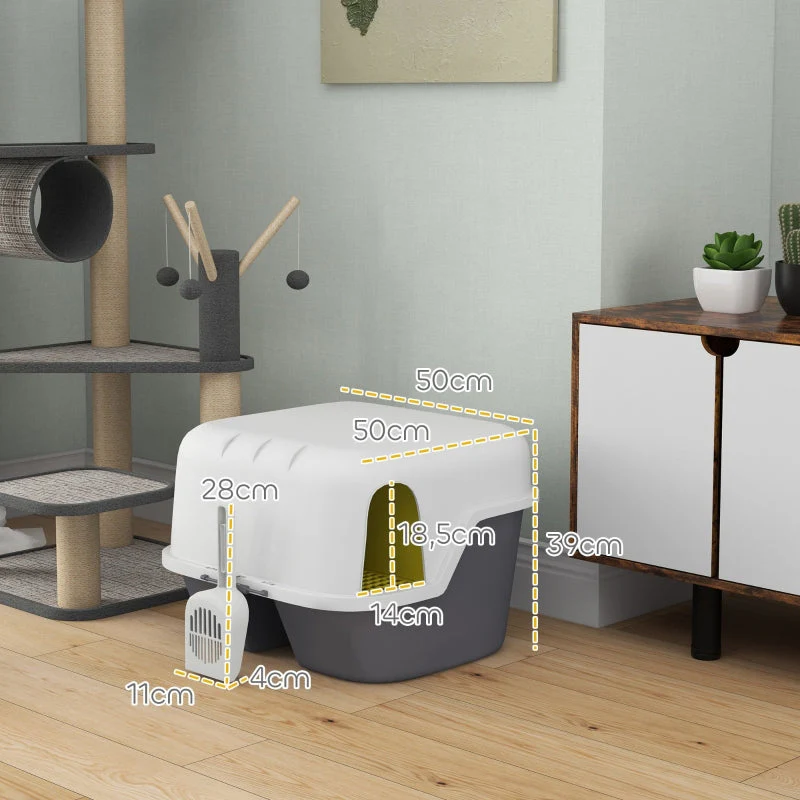 Cat Litter Box, Easy Clean Lockable, White - Image 3