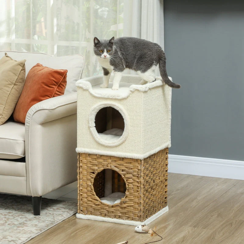 Cat Scratching Barrel, Three-Tier 75.5 cm High, Cream White - Image 2