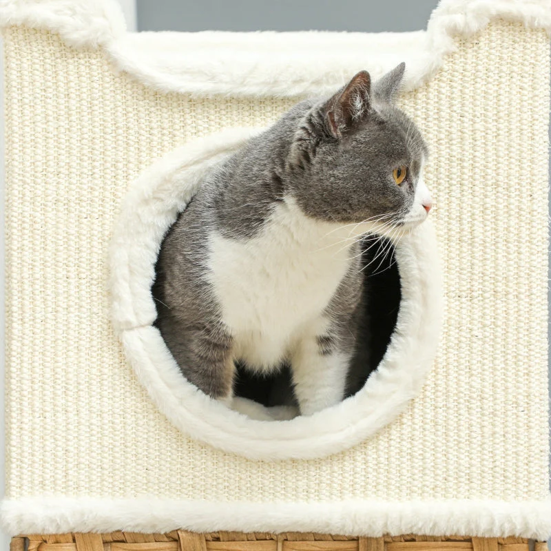 Cat Scratching Barrel, Three-Tier 75.5 cm High, Cream White - Image 7