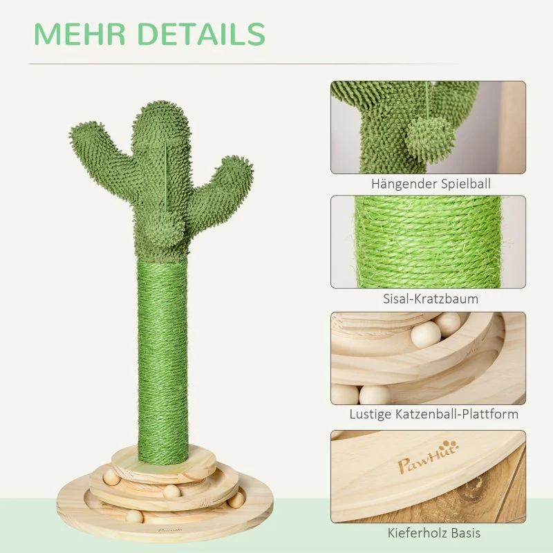 Cat Scratching Post Cactus Tree Sisal Rope Green+Natural - Image 5