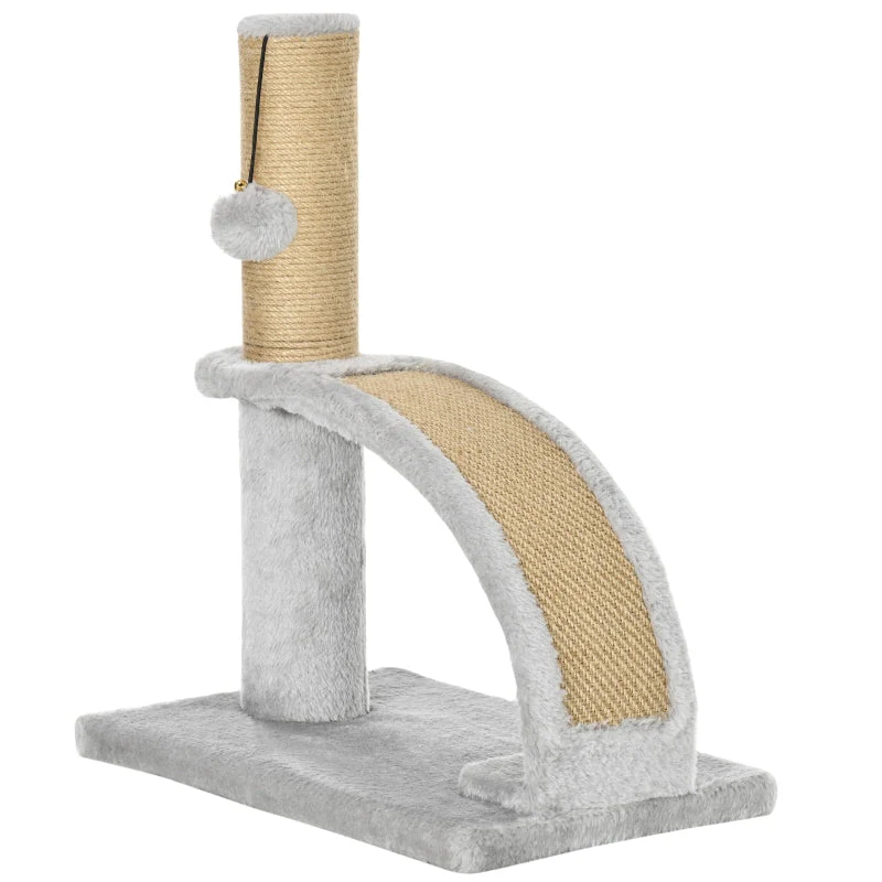 Cat Scratching Post, Jute Cover, Hanging Ball, Grey - Image 2