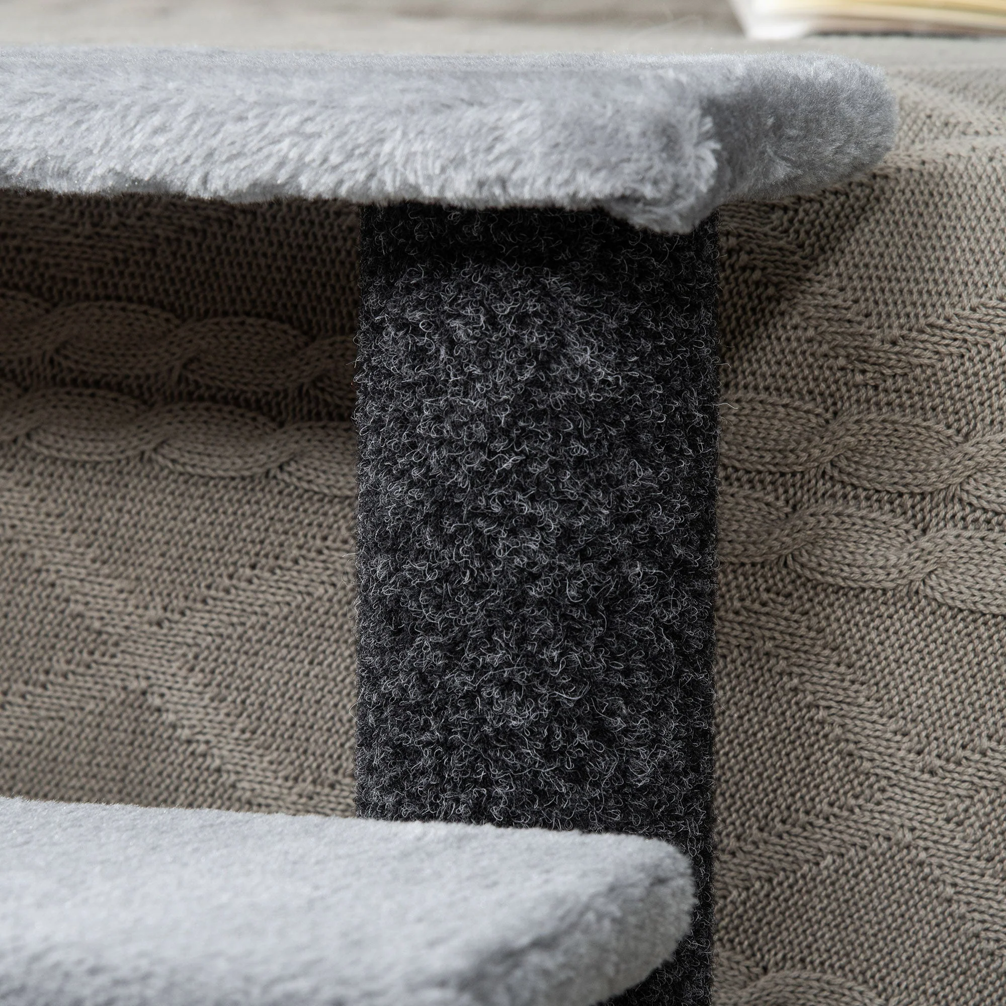 Cat Stairs, 64cm 4 Steps with Play Ball, Jute and Plush, Grey - Image 7