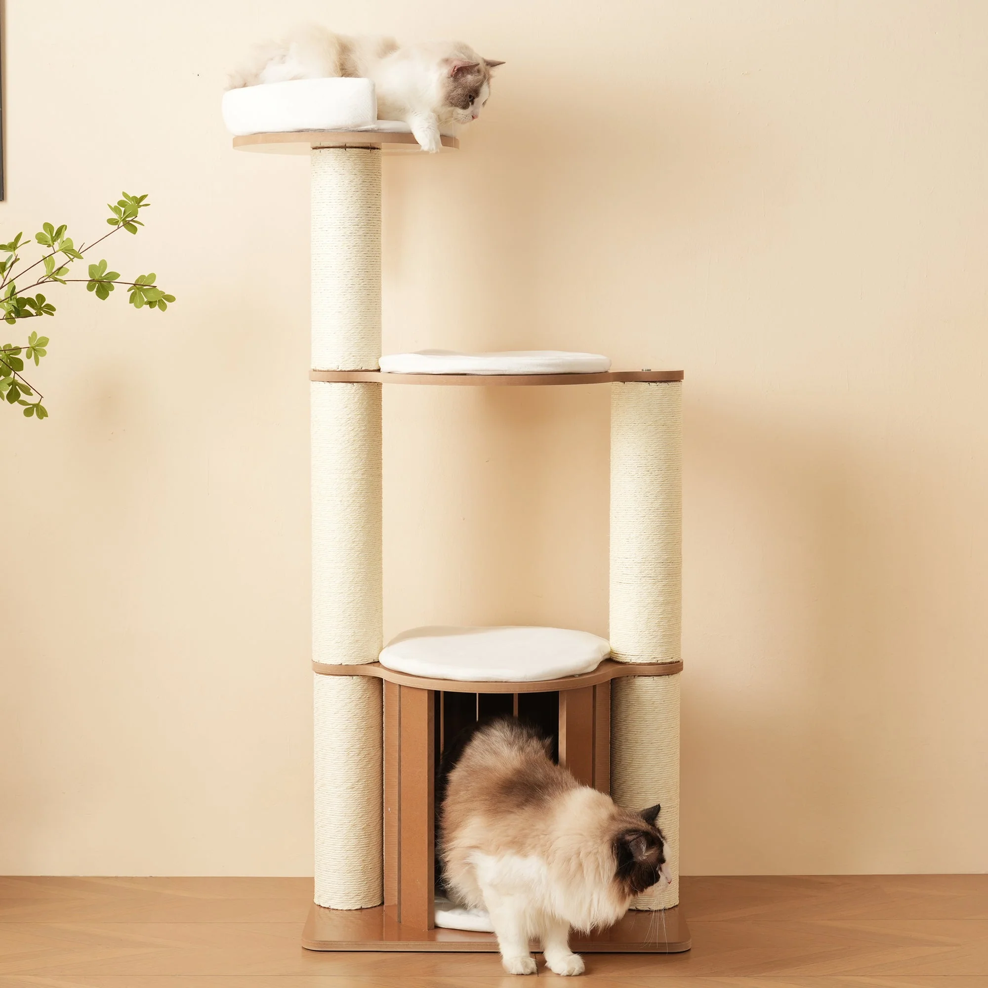 Cat Tree 135cm XXL Trunk Stable 3-Level Platforms Waterproof - Image 2