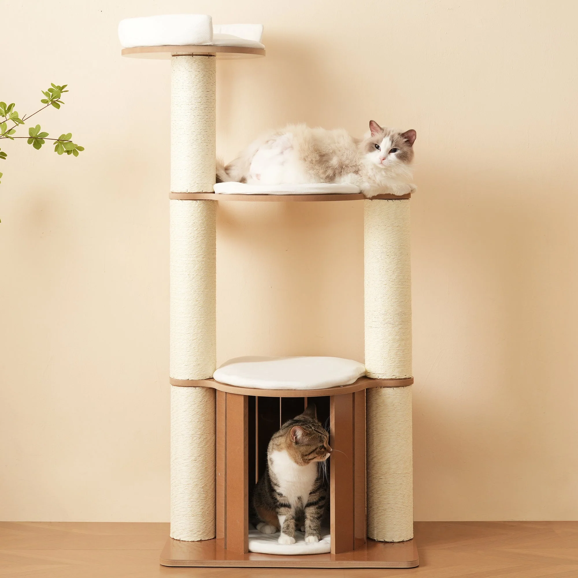 Cat Tree 135cm XXL Trunk Stable 3-Level Platforms Waterproof - Image 3