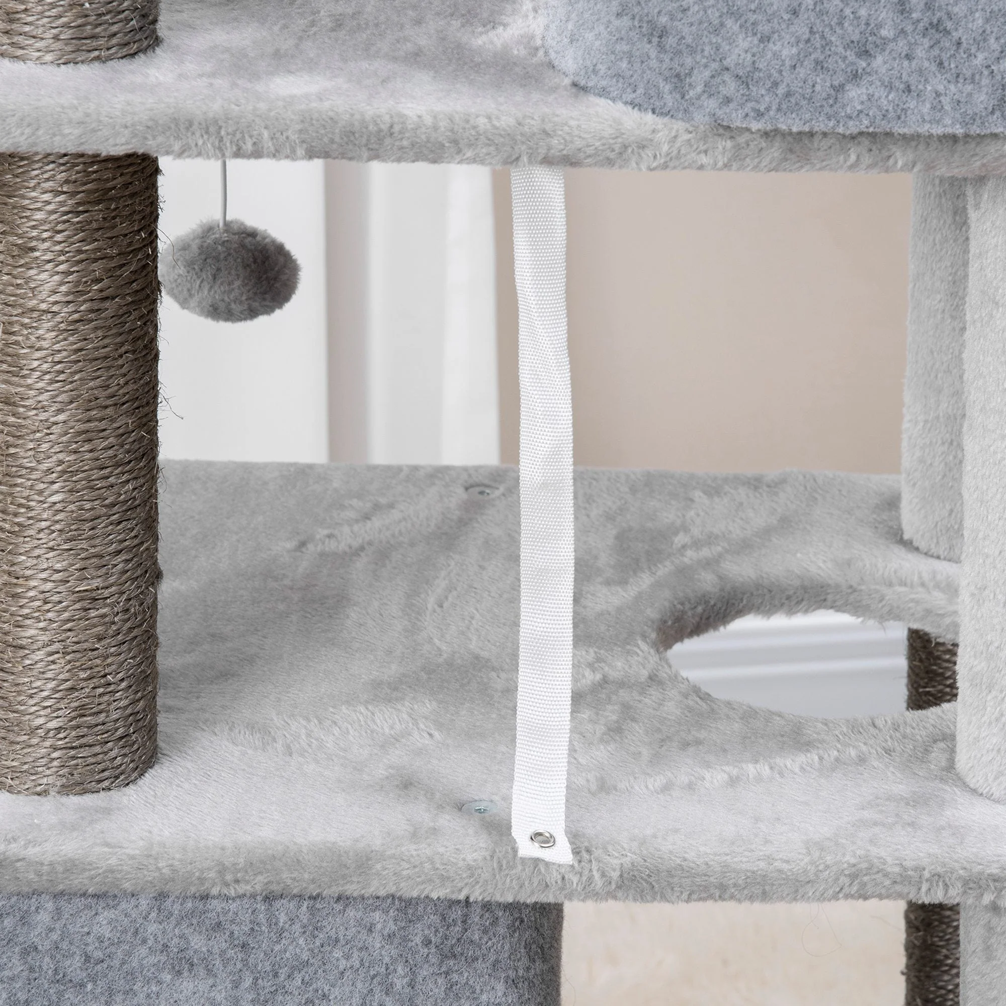 Cat Tree 142cm Sisal Post Caves Platforms, Grey - Image 8