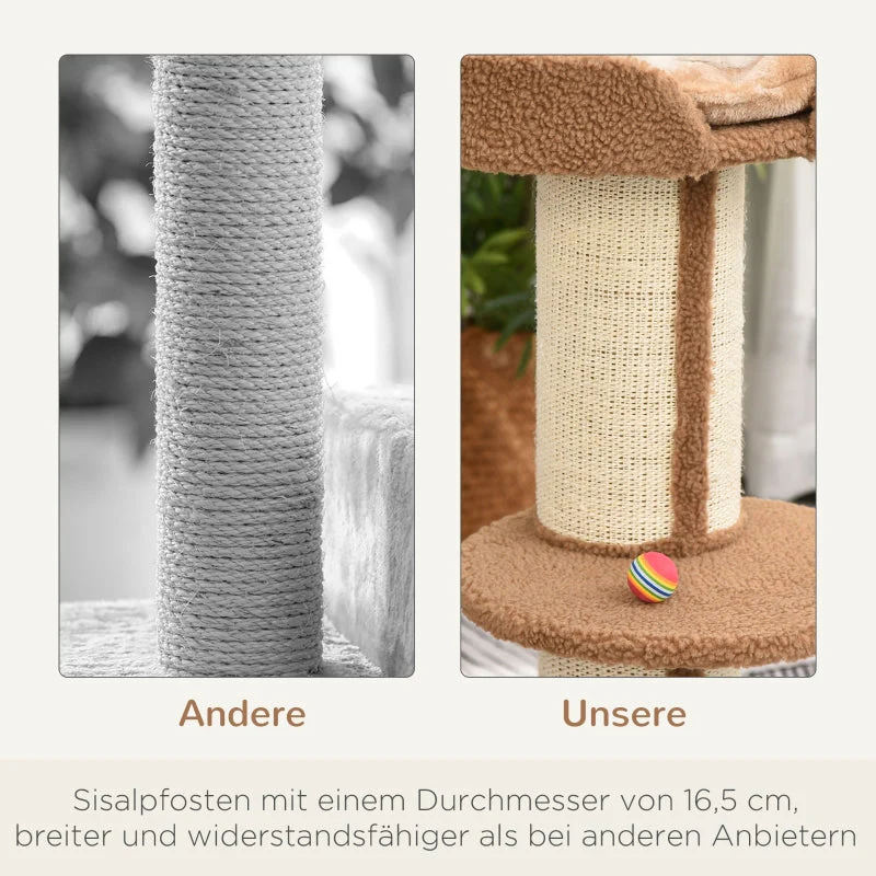 Cat Tree, 91 cm Sisal Posts, Platform, Light Brown - Image 6