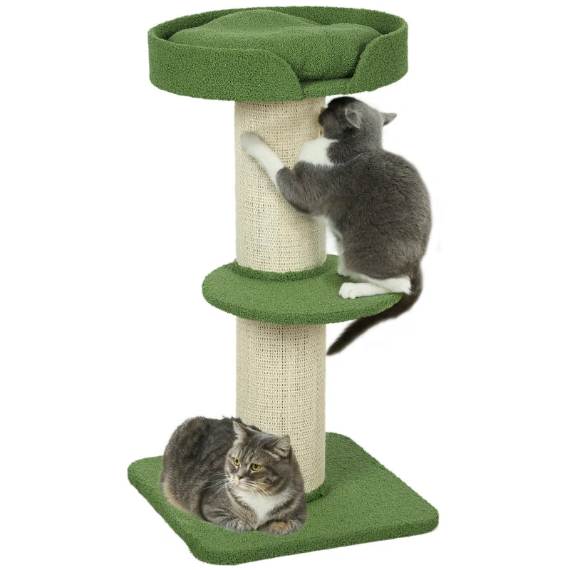 Cat Tree 91cm Play Tree with Bed, Lambswool Green - Image 8