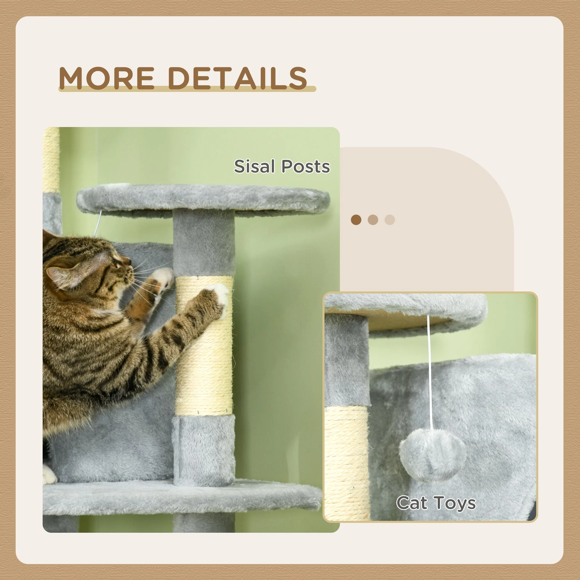 Cat Tree, Large 200 cm XXL with Cat Caves, Hammocks, Light Grey - Image 5