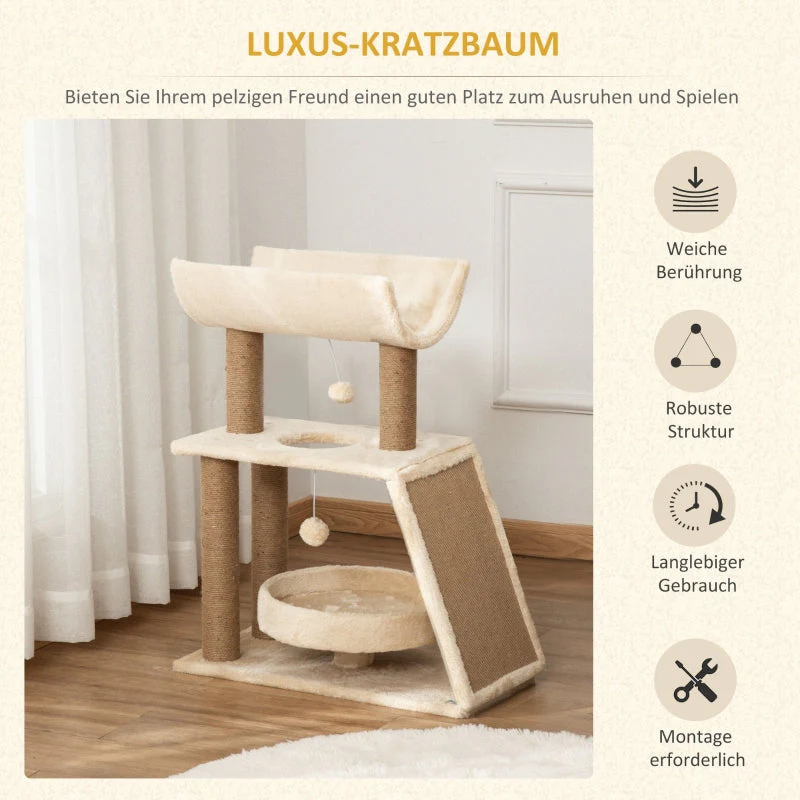 Cat Tree, with Toys and Cat Bed, 60x30x76 cm, Natural - Image 4
