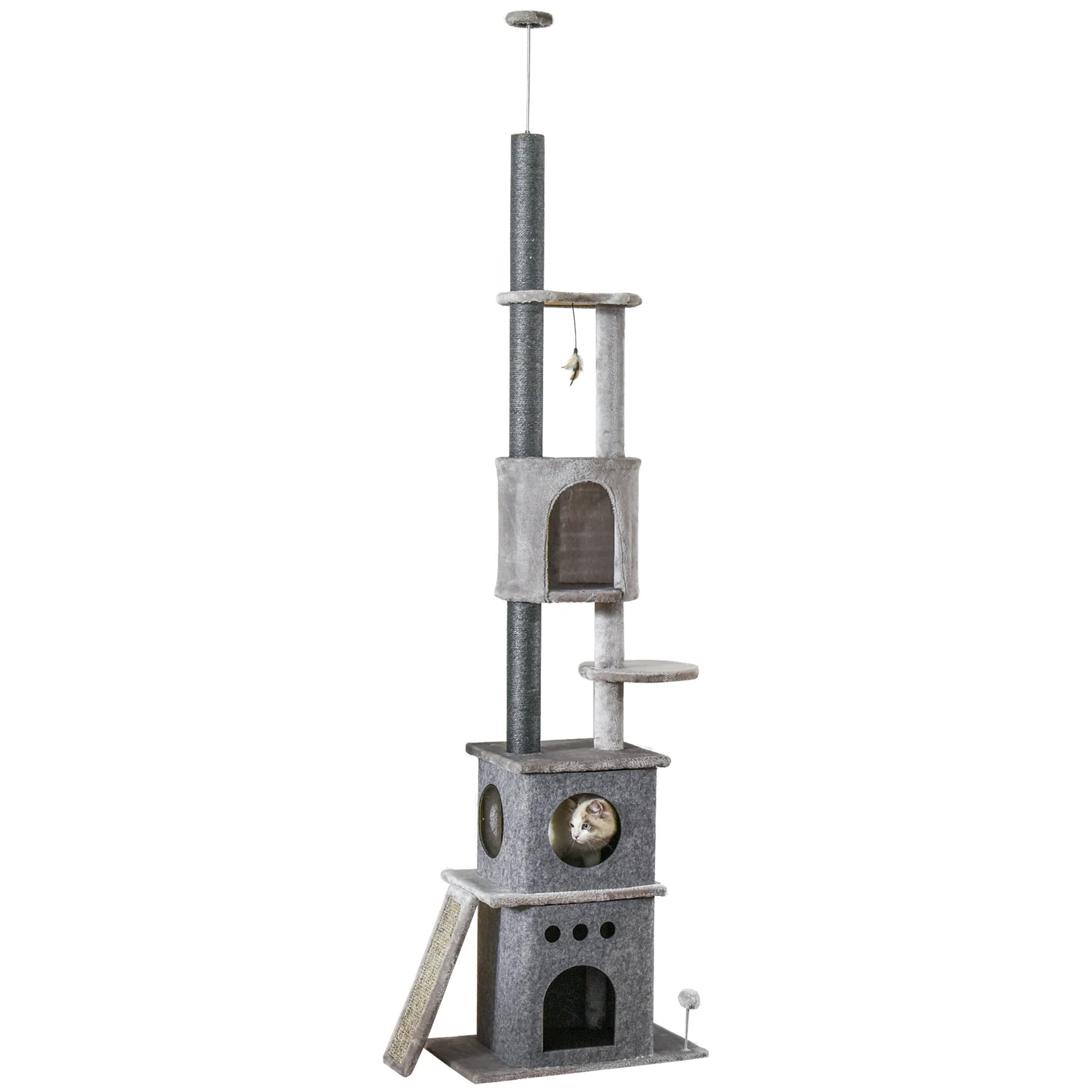Cat Tree, XXL, Height-Adjustable, Sisal, Light Grey