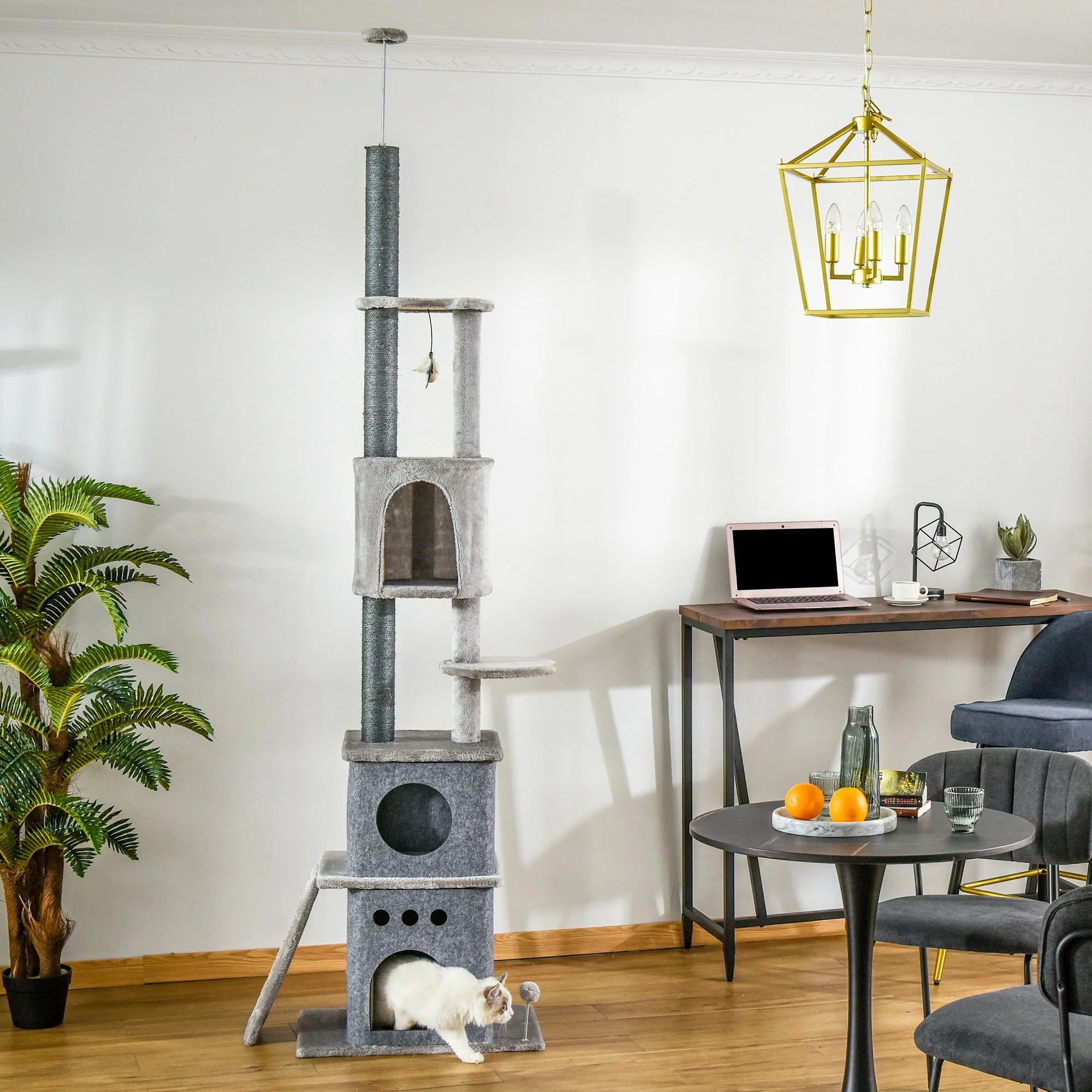 Cat Tree, XXL, Height-Adjustable, Sisal, Light Grey - Image 2