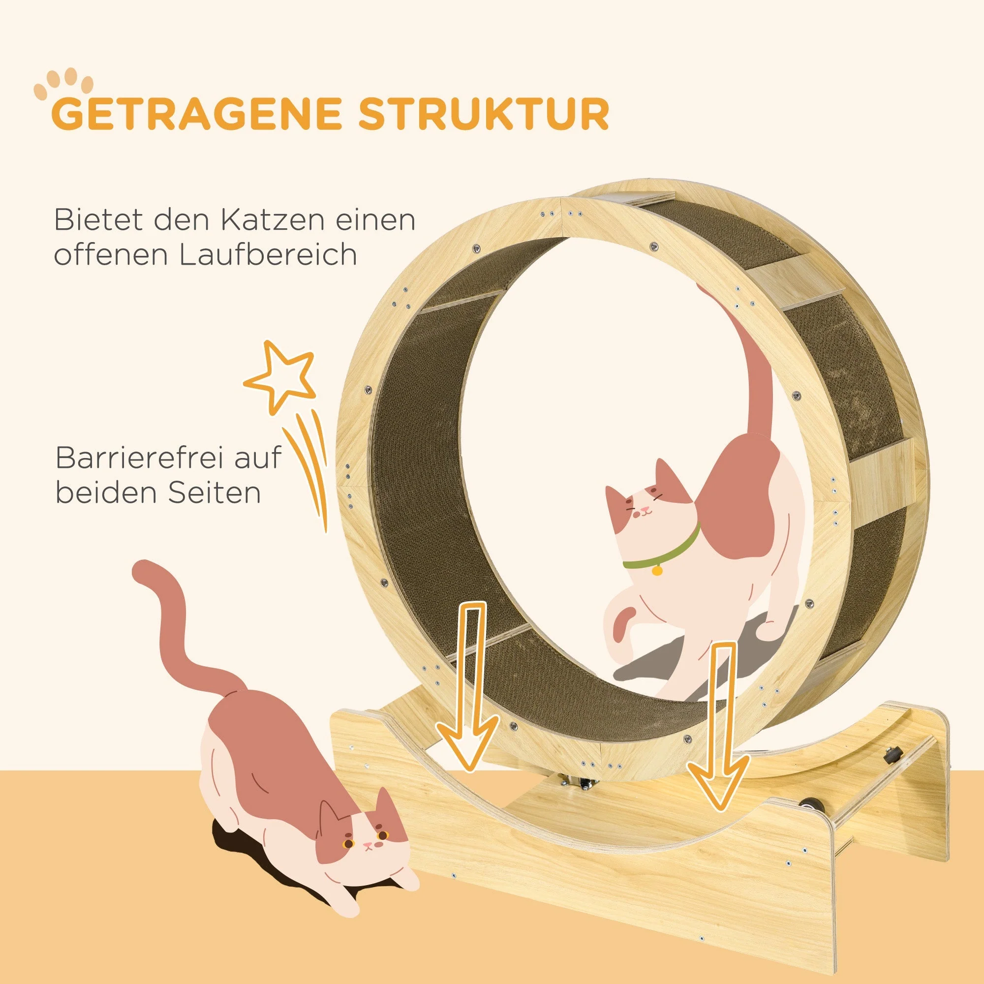 Cat Wheel, 91 cm, Brake & Scratching Board, Oak - Image 6