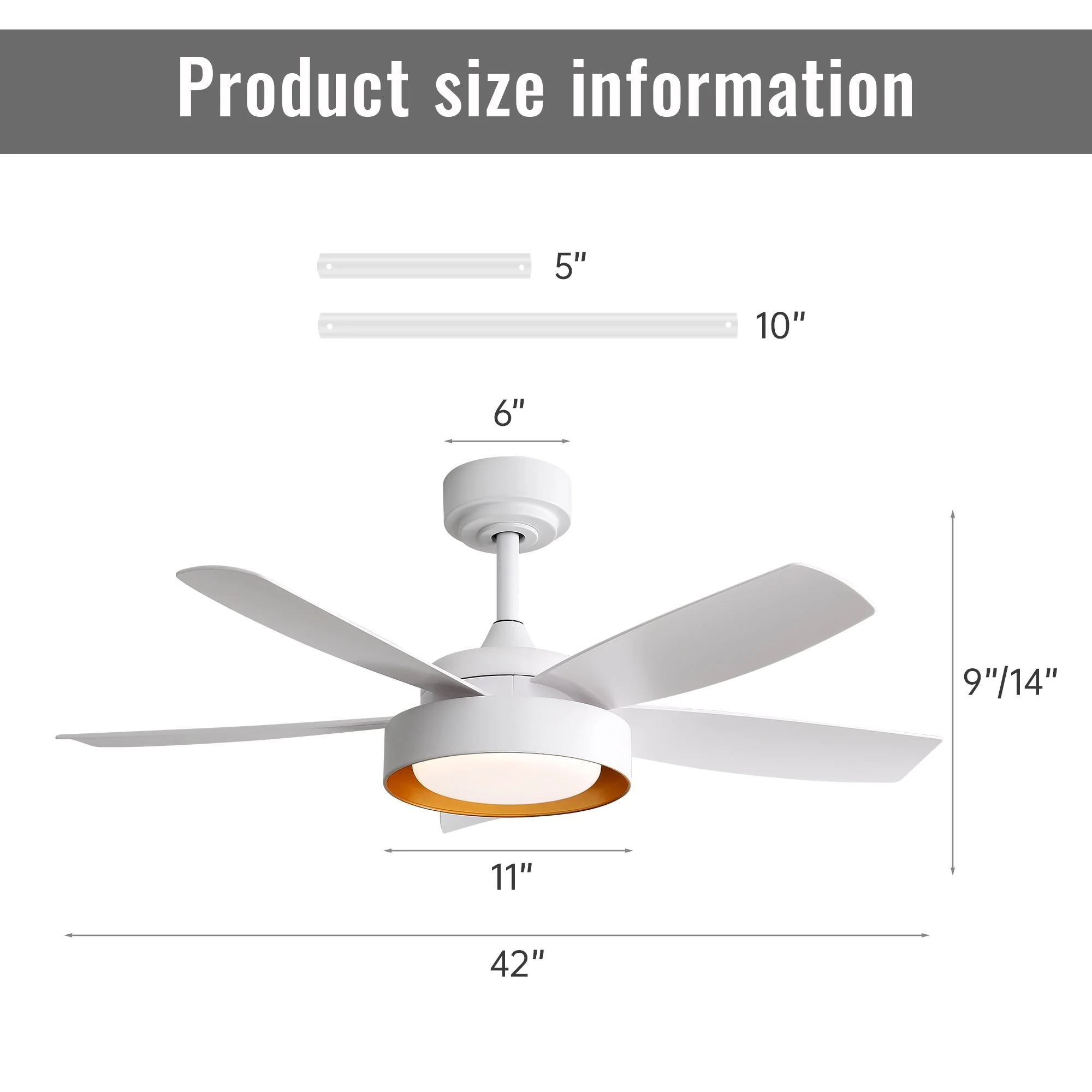 Ceiling Fan 42-Inch 22W LED Light Remote Control Reversible DC Motor White - Image 8