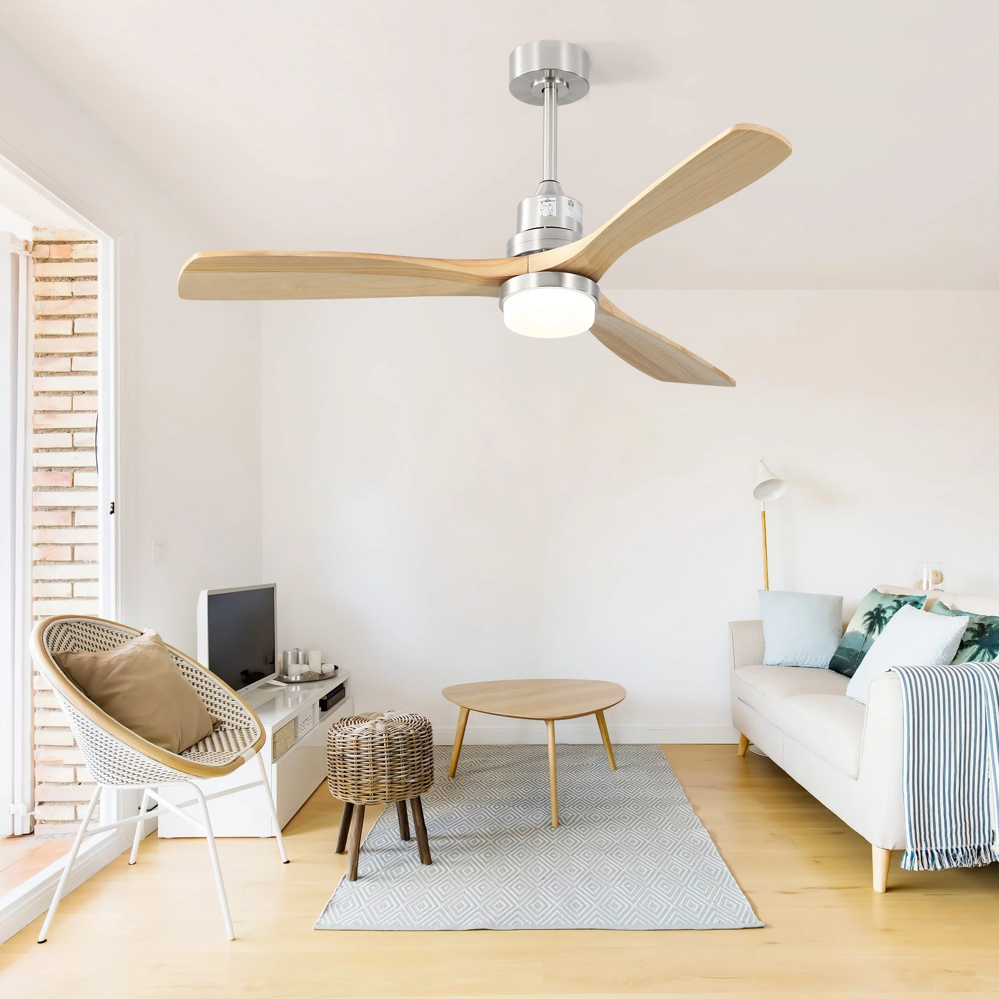 Ceiling Fan 52-Inch Dimmable LED 6-Speed Reversible DC Motor Remote Control Wooden Blades - Image 3