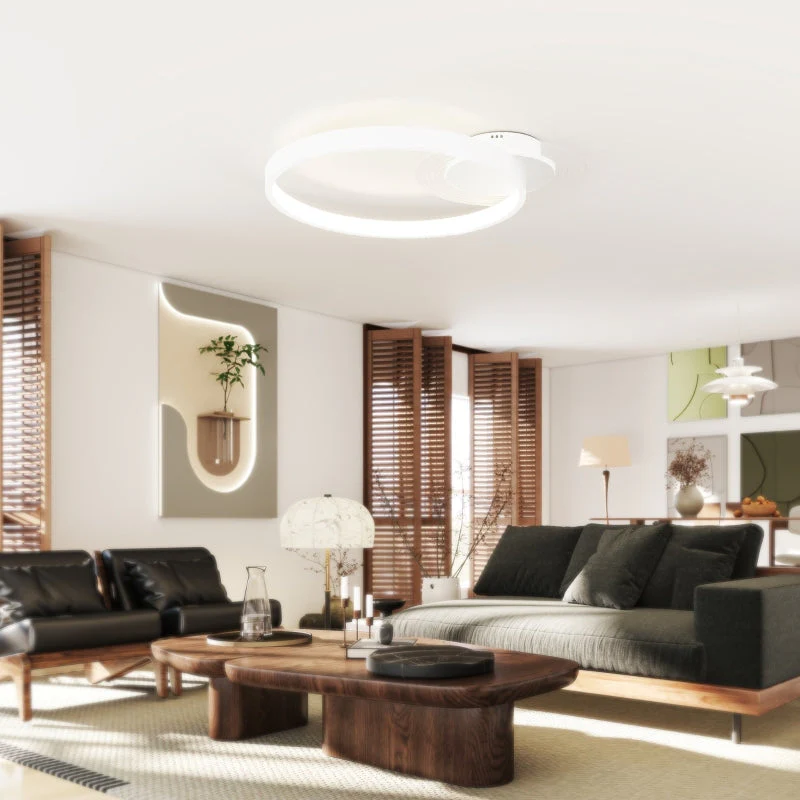 Ceiling Lamp, two-ring design for bedroom living room, white - Image 6
