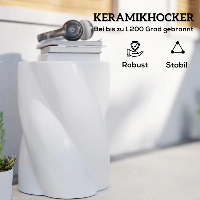 Ceramic Spiral Stool, 120 kg Load, Weatherproof, White - Image 5